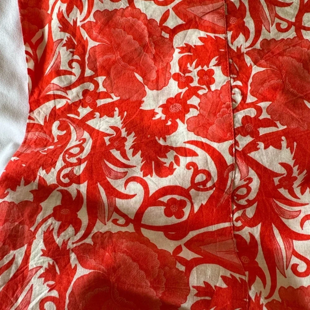 Ro’s Garden NWT Red Cotton Floral Wide Leg Pants Resort Vacation Palazzo ~ Large